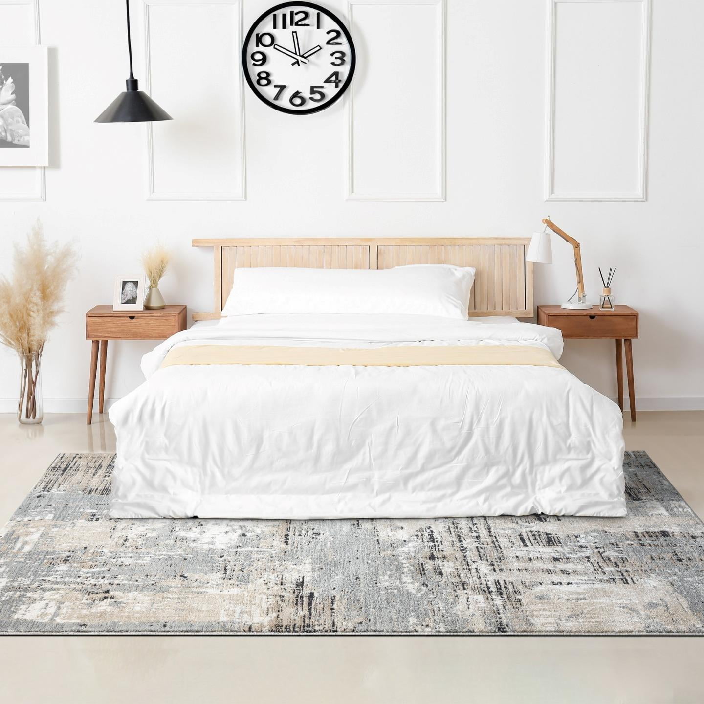Luxe Weavers Modern Abstract Distressed Beige 4x5 Area Rug for Living Rooms and Bedrooms