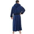 thumbnail image 3 of Men's Color Blocked Velvet Bathrobe Pajama Sleeping Robe with Hood, 3 of 7