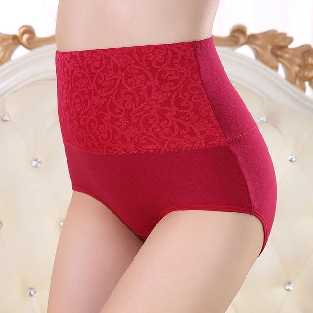 Ropa interior Abdominal de cintura alta de algodón para mujer, ropa interior de talla grande para mujer, ropa interior elegante a la cadera de algodón para mujer