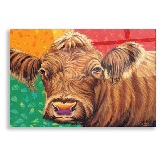 Epic Art 'Colorful Country Cows II' by Carolee Vitaletti, Acrylic Glass Wall Art, 16"x12"