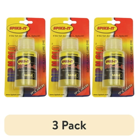 (3 pack) Spike-It Dip N Glo Garlic Chartruese Worm Dye Attractant