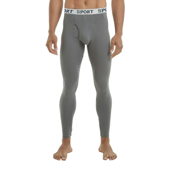 Men's Autumn Winter Thermal Underwear Bottoms Warm Thin Long Youth Slim Fit Mid Low Waist Pants
