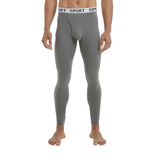 Gibobby leggings yoga Pantalones de otoño e invierno para hombre, cálidos, finos, largos, juveniles, ajustados, de cintura media , pantalones de algodón(Gris, L)
