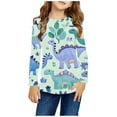 thumbnail image 2 of Odeerbi Kids Boys Girls Long Sleeve Shirt Fall Winter Dinosaur Base Layer Undershirt Cute Print Shirts Crewneck Tops Dressy Casual Blouses Kids Clothes Mint Green, 2 of 5