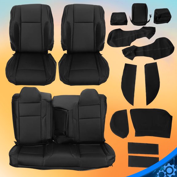 Front Rear Set Leather Seat Covers 18PCS For Dodge Charger Challenger 2015-2021