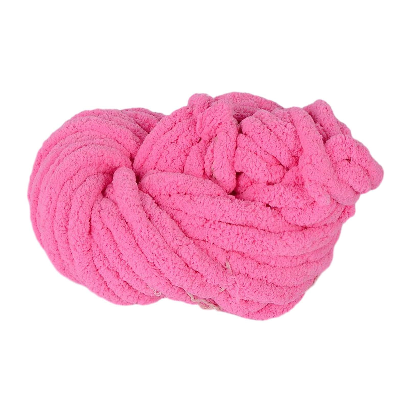 Abbraccia Chunky Chenille Yarn Acrylic Fibers Gauge 7 Jumbo Giant Washable Bulky Yarn Thick Yarn for Sofa Throw Crocheting Hat Blanket Dark Pink
