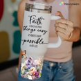 thumbnail image 3 of Christian Tumbler 40Oz With Handle & Straw - Faith Makes Them Possible Inspiration Gift for Women - Bible Verse Religious Coffee Cup For Mom, Friend, Sister, Grandma on Birthday, Mothers Day, 3 of 6