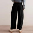 thumbnail image 3 of Women's Corduroy Pants Barrel Mid Elastic Waist Pants Casual Wide Leg Baggy Trouser With Pockets, 3 of 5