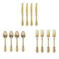 thumbnail image 3 of Cubiertos de vajilla de plástico desechables duraderos de 12 piezas que incluyen 4 tenedores, 4 cucharas y 4 cuchillos, artículos de plata p dorado Soledad Vajilla de fiesta, 3 of 9