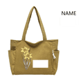 thumbnail image 5 of Personalized Birth Flower Corduroy Tote Bag for Women Custom Large Shoulder Handbags with Zipper and Name for Travel College Work and Holiday Gift Giving, 5 of 8