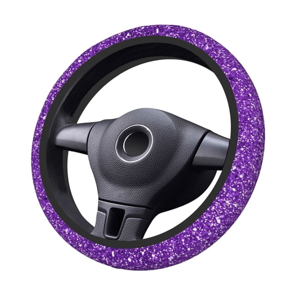 Kdxio Glitter Purple Print Elastic Stretch Steering Wheel Cover,Auto Steering Wheel Cover,15 Inch Anti-Slip,Warm in Winter and Cool in Summer,Fit Suvs,Vans Cars,Trucks