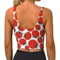 thumbnail image 3 of Fotbe Hand Drawn Tomatoes Pattern Womens' Sports Bra Longline Wirefree Padded with Medium Support Sports Moisture-Wicking Workou Vest,Tank Top-, 3 of 9