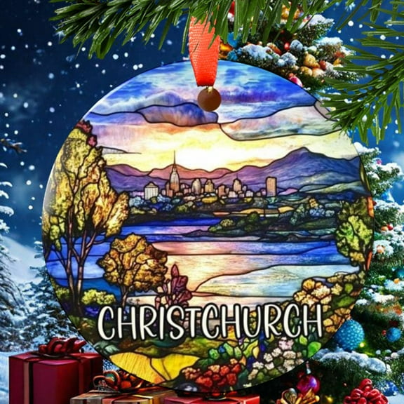 Christchurch New Zealand Christmas Ornament, Ceramic, Acrylic -, Travel Souvenir, Festive Tree, Trip Keepsake 2025, Edition, Holiday Tree Decoration, Seasonal Home Décor