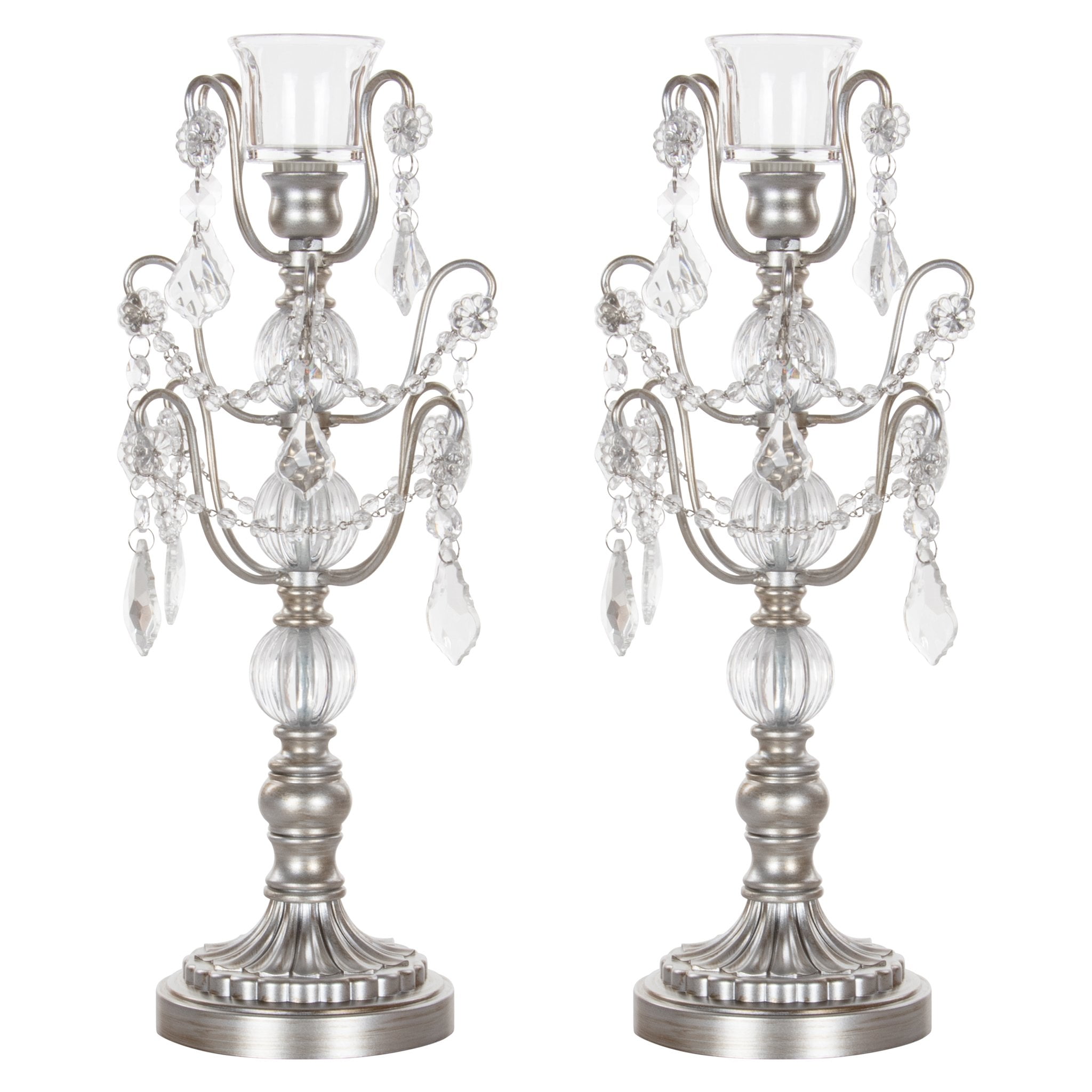 Amalfi Décor 2Piece Chandelier Candlestick Candelabra Set with Glass