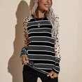 thumbnail image 4 of Camiseta holgada Apalfuy con cuello redondo y estampado de rayas de manga larga para mujer negro S, 4 of 7