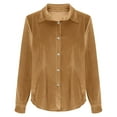 thumbnail image 2 of Karight Women's Dressy Button Down Velvet Blouse Tops Elegant Ladies Lapel Business Casual Tops Long Sleeve Party Shirts, 2 of 5