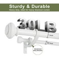 thumbnail image 3 of Double Curtain Rods 72 to 144 Inches with Solid Aluminum Alloy Brackets, 1 Inch Adjustable Drapery Rod, Heavy Duty Dual Curtains Rod for Window, Sliding Door, Bedroom Decoration, Matte White, 3 of 12
