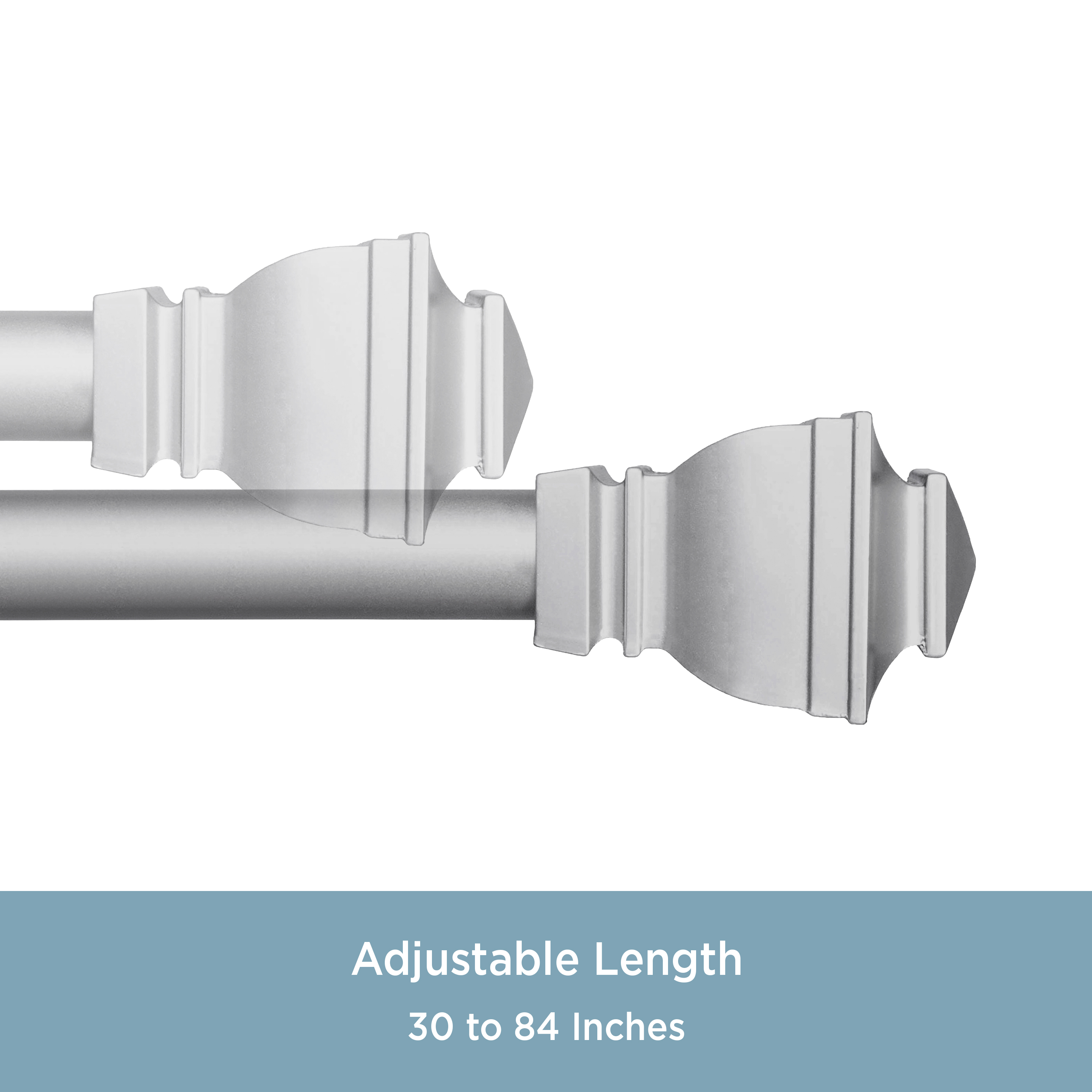 Kenney Riley Adjustable Window Curtain Rod, 30-84 Inch, Satin Nickel Finish