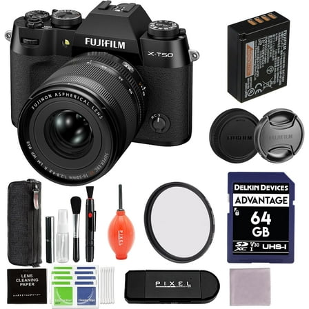 Fujifilm X-T50 Mirrorless Camera with XF 16-50mm Lens (Black) Bundle with 58MM Protection Filter and Advanced Accessories | Fuji xt50