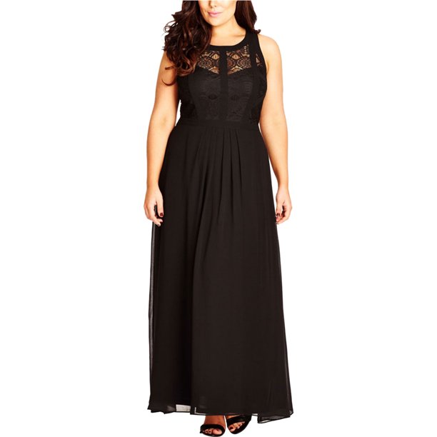 City Chic Vestido con corpiño con paneles para mujer, negro, XS/14W
