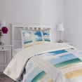 thumbnail image 4 of Ambesonne Beach Quilted Coverlet 2 Pcs, Ocean View Vivid Sun, Twin Size, Blue Teal Sand Brown, 4 of 5