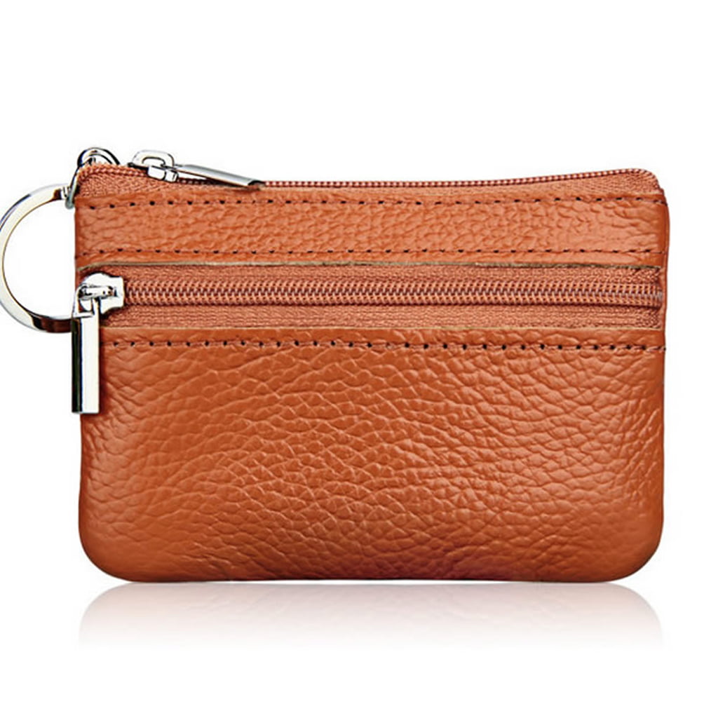 ✪ Soft Men Women Card Coin Key Holder Zip Genuine Leather Wallet
