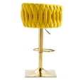 thumbnail image 4 of Swivel Counter Height Bar Stools Set of 2, Height Adjustable Dining Chairs with Woven Back, Velvet Bar Chairs with Metal Square Base, Side Chairs for Cafe, Pub, Bar Counter, Mustard Yellow, 4 of 8