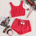 thumbnail image 4 of Conjunto de pijama Floral de Navidad para mujer, ropa de dormir Sexy de 2 piezas, camisola de satén de algodón, Top y pantalones cortos, conjunto de Pijamas para mujer, 4 of 4
