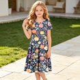 thumbnail image 4 of Grblisyd Girls Dresses Size 10-12 Casual Short Sleeve A Line Dresses Fashion Floral Print Summer Crew Neck Sundress, 4 of 5