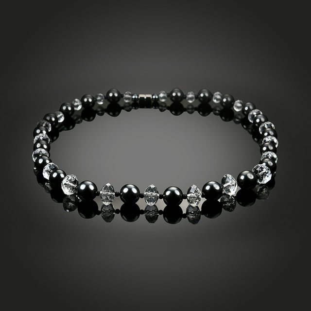 1 Unidad De Collar De Cuentas De Diamantes De Imitación De Hematita Para Terapia Magnética Para Hombres Y Mujeres, Regalo De Joyería