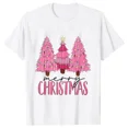 thumbnail image 4 of Camiseta rosa de árbol de Navidad para mujer, traje de fiesta de Navidad con gráfico divertido, ropa informal Harajuku para mujer, camisetas de manga corta con cuello redondo, 4 of 5