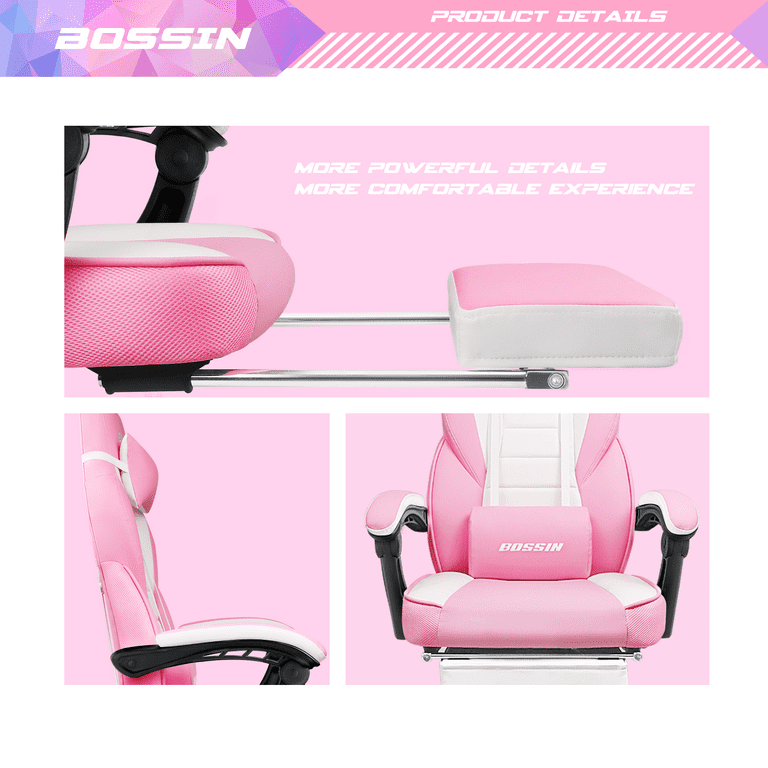 BOSSIN Gaming Chair with Massage, Ergonomic Heavy Duty Design, Gamer Chair with Footrest and Lumbar Support, High Back Office Chair, Big and Tall