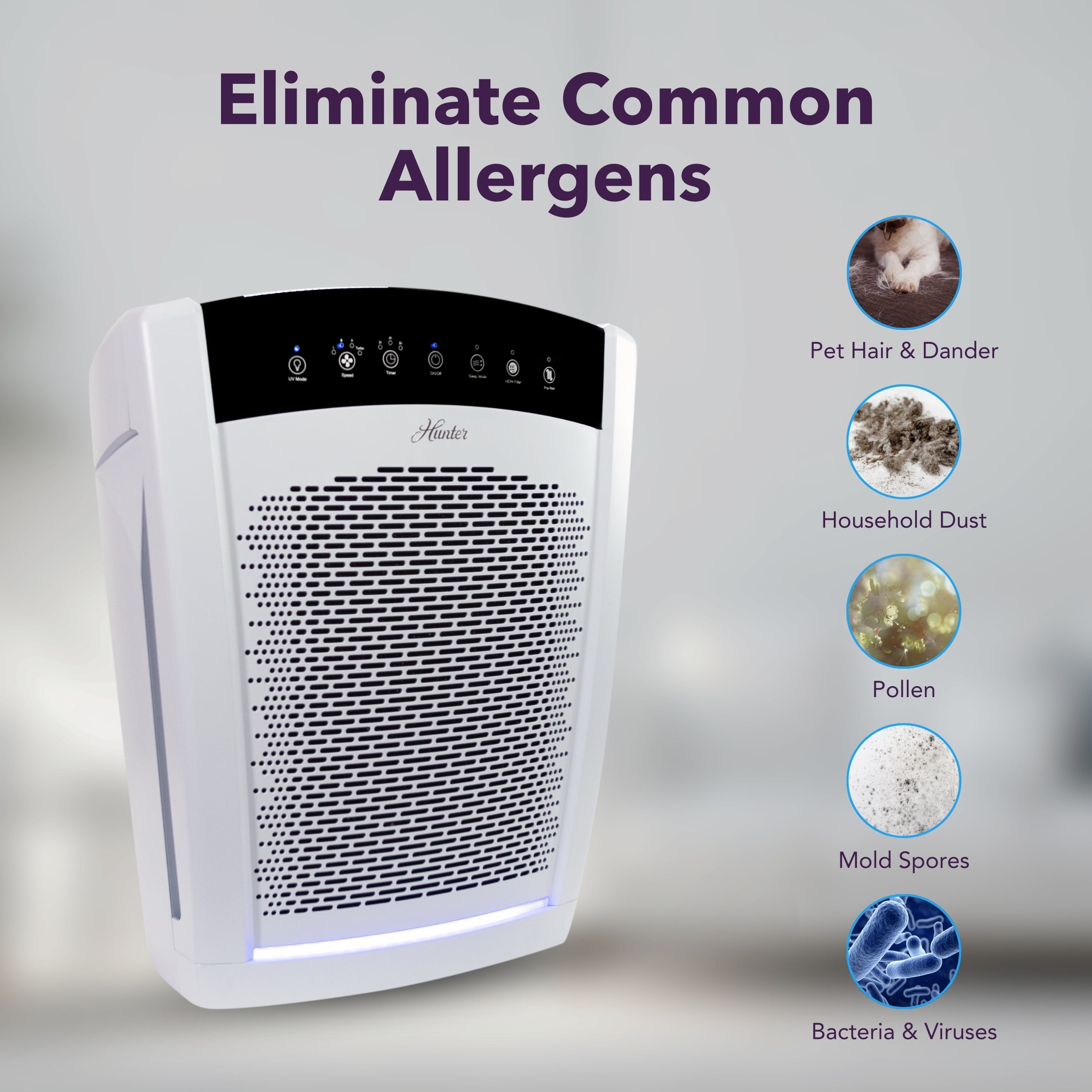 Hunter HP850UV Air Purifier, White w/additional filter value pack
