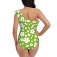 thumbnail image 5 of Honeii Green White Flowers for women's one-piece swimsuit featuring a chic one-shoulder design experience elegance and style in the water-X-Large, 5 of 6