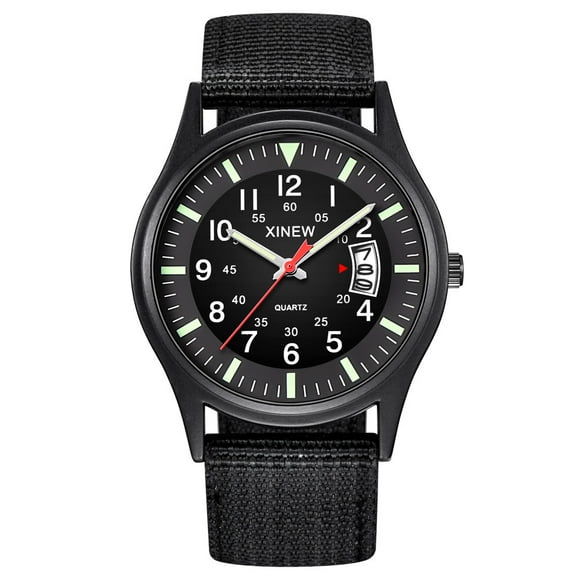 EGNMCR Men's Quartz Watch Round Dial Nylon Strap Men Boy Military Date Quartz Wrist Watch Gift men watch