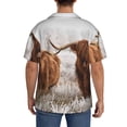 thumbnail image 3 of Rateoe Yak Print Mens Front Pocket Hawaiian Shirts Casual Shirts Short Sleeve Button Down Beach Tropical Shirts-Medium, 3 of 5