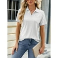 thumbnail image 5 of TEMOFON Women Summer T Shirt Casual Loose Tunic Tops Fashion Collared White Shirts for Women With Pocket Size 2XL, 5 of 6