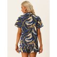 thumbnail image 4 of Conjunto de Camisa y Pantalones Cortos Hawaianos Allegra K 2023 Summer Beach Trip Button Down Azul Marino M, 4 of 4