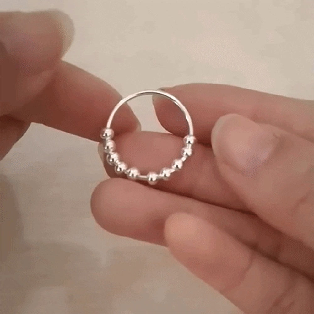 Silver Rotatable Ring, Wind Decompression Anxiety Ring, Decompression Ball Ring for Stress Relief, Stylish and Durable