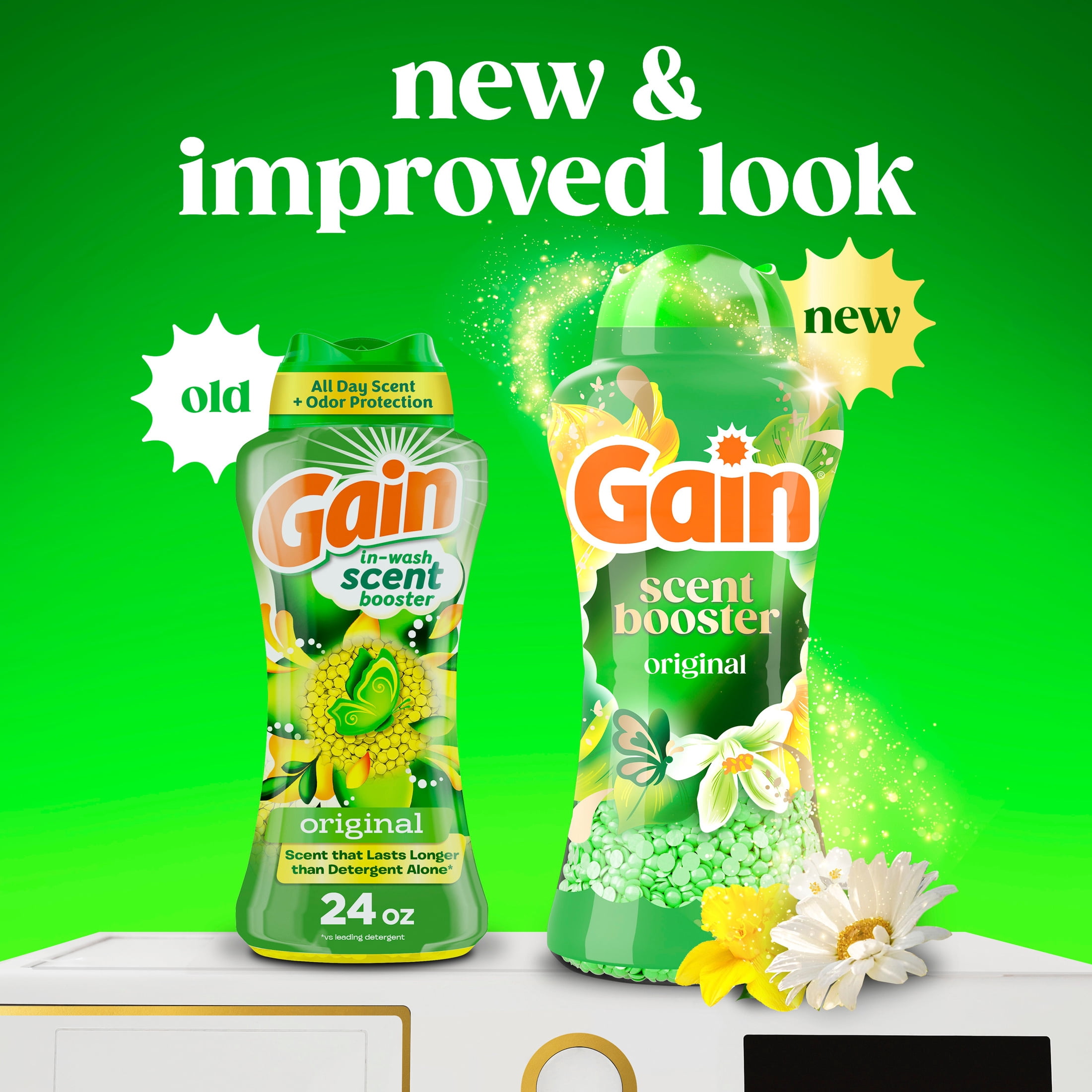 (2 pack) Gain Laundry Scent Beads, In-Wash Scent Booster with Odor Protection, Original Scent, 24 oz