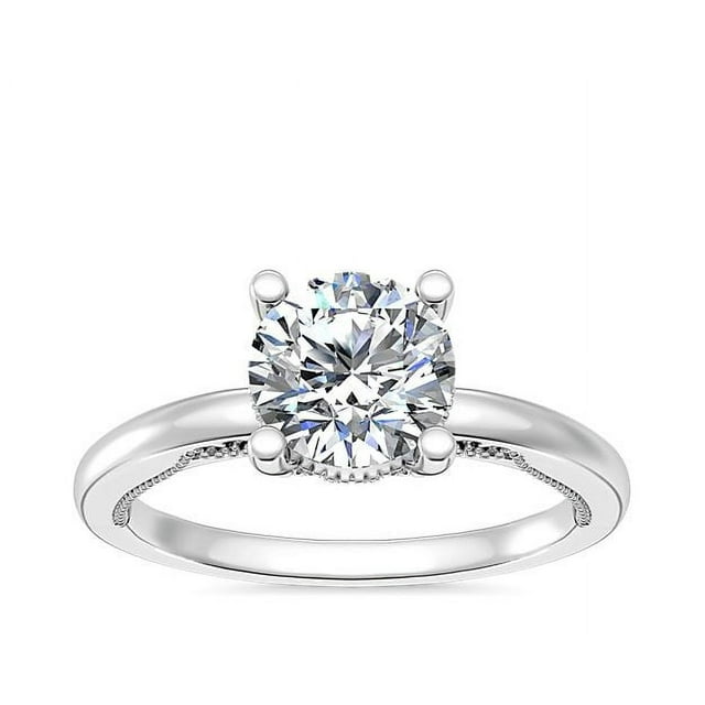 1.15 Carat Excellent Round Cut Real Diamond New Design Solitaire Ring for Wedding and Engagement Solid 14K White Gold Size 11