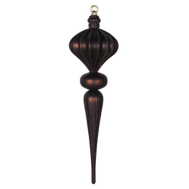 Vickerman MT195375 Ornement Matte Glitter Diamond Finial Chocolat 21 Po.