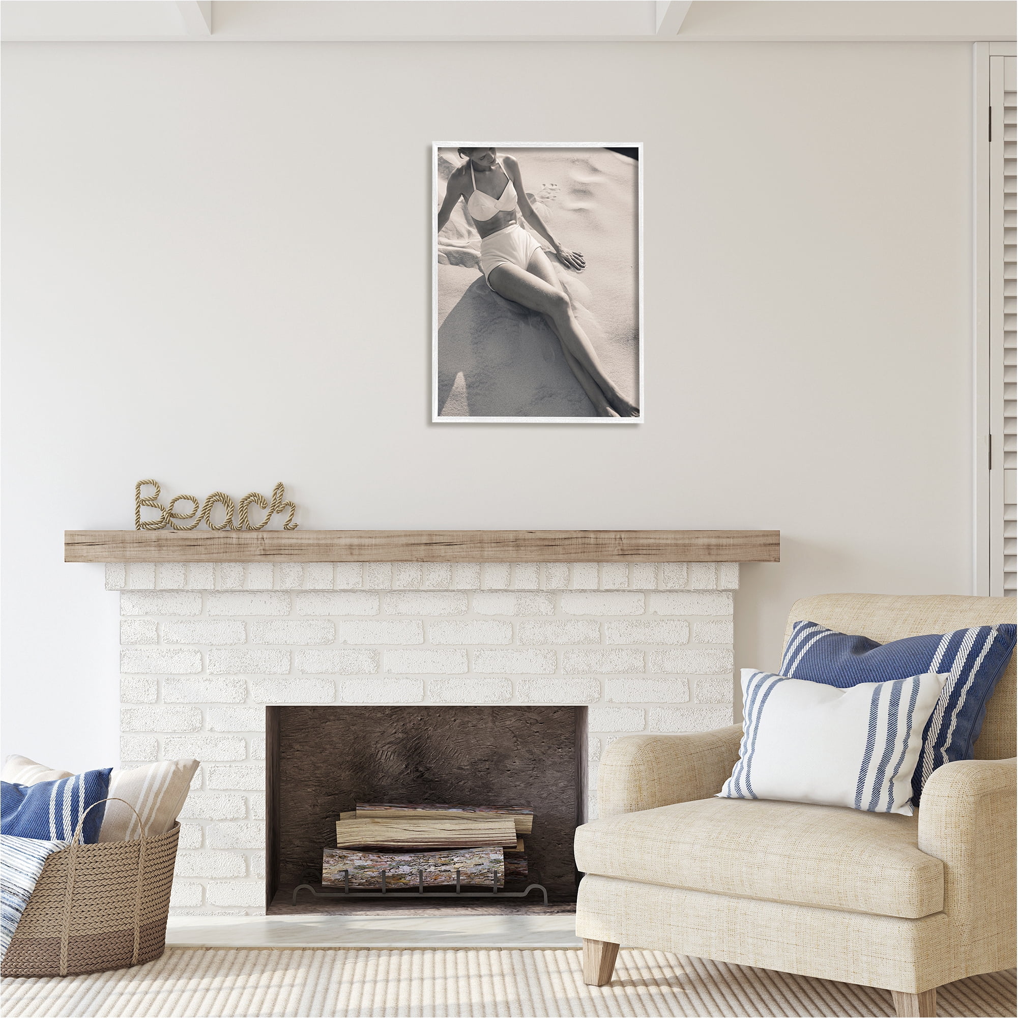 Stupell Industries Beach Fashion Photography Nature Photography White Framed Art Print Wall Art, 24 x 30