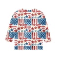 thumbnail image 4 of Abcomgle Girls American Flag Shirts Stars and Stripes Print Patriotic Tee Tops 4th Of July Tee Shirts Crew Neck 3/4 Sleeve Shirts Trendy Independent Day Tees, 4 of 5