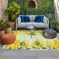 thumbnail image 2 of Spring Floral Outdoor Rug for Patio/Deck/Porch, Non-Slip Large Area Rug 6 x 9 Ft, Yellow Flowers Green Leaves Botanical Blue Indoor Outdoor Rugs Washable Area Rugs, Camping Rug Carpet Runner, 2 of 8