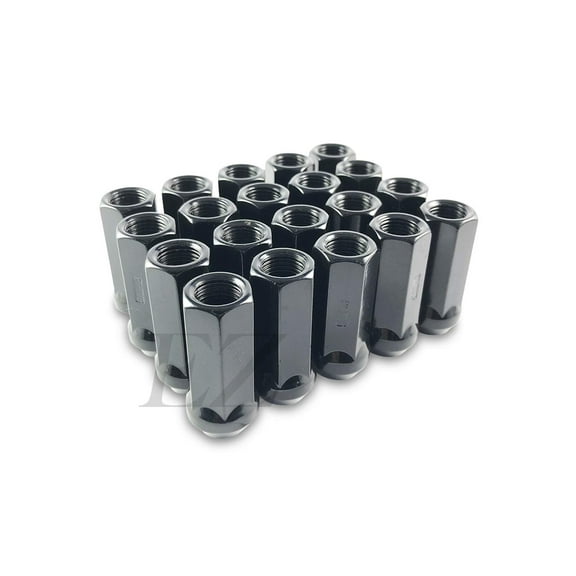 EZAccessory 32 Black Long Open End Bulge Acorn Lug Nuts 9/16" Thread 3/4" Long 1.9"