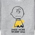 thumbnail image 3 of Peanuts - Smile More Worry Less - Men's Crew Neck Fleece Pullover, 3 of 6