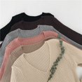 thumbnail image 3 of Suéter de Punto Suéter cálido de manga larga con cuello en V Retro de invierno informal para mujer Gibobby Beige Unitalla, 3 of 3