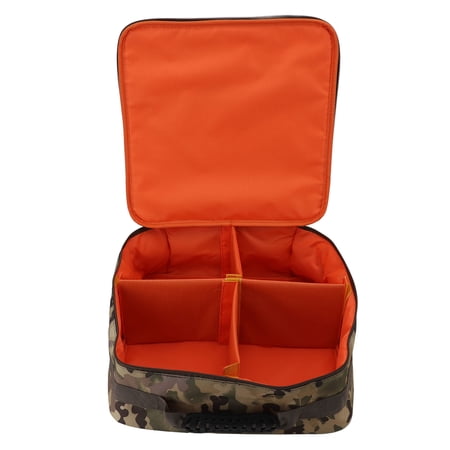 Yajisi Fishing Reel and Gear Case Large Capacity Adjustable 4 Compartments Fishing Tackle Storage Bag CP Camo Pattern Portable 16.93 inches / 43 cm Outdoor Travel