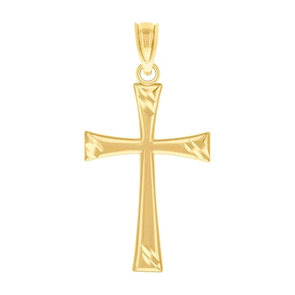 10k Yellow Gold Unisex Cross Religious Charm Pendant Necklace 27.2x13.80mm Wide Pendant for Women